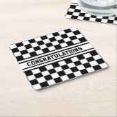 Racing Checkered Winners Flag Black en White Kartonnen Onderzetters (Schuin)