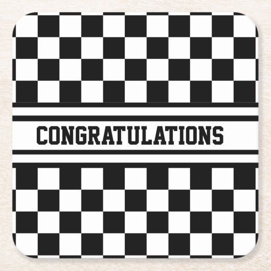 Racing Checkered Winners Flag Black en White Kartonnen Onderzetters (Voorkant)