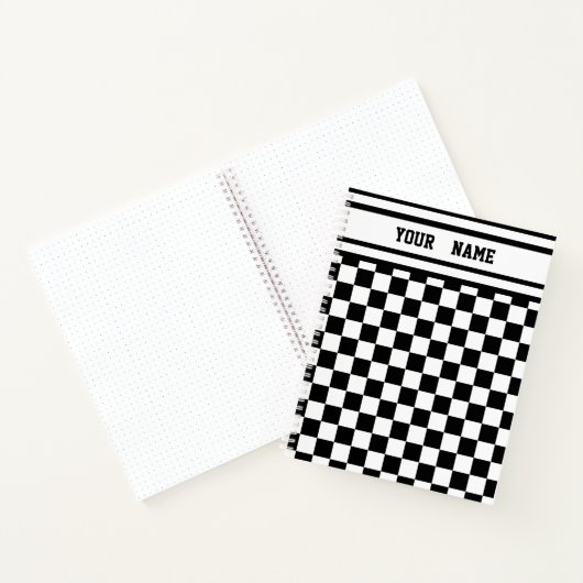 Racing Checkered Winners Flag Black en White Notitieboek (Binnen)