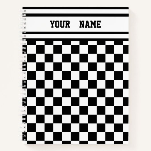 Racing Checkered Winners Flag Black en White Notitieboek (Voorkant)