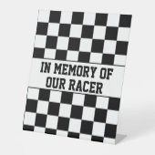 Racing Checkered Winners Flag Black en White Reclamebord Met Voetstuk (Voorkant)