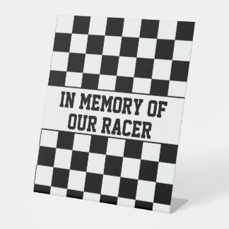 Racing Checkered Winners Flag Black en White Reclamebord Met Voetstuk
