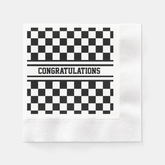 Racing Checkered Winners Flag Black en White Servet (Voorkant)