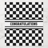 Racing Checkered Winners Flag Black en White Wijn Etiket (Enkel label)