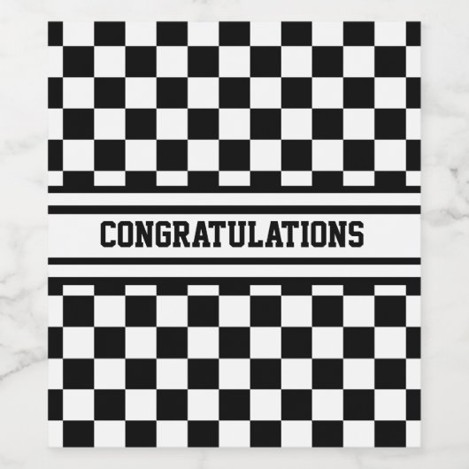 Racing Checkered Winners Flag Black en White Wijn Etiket (Enkel label)