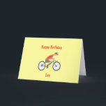 Racing Cyclist Birthday Kaart, naam toevoegen Kaart<br><div class="desc">Een fietser die voorbij rijdt. Voeg naam,  bericht toe aan volledig aanpasbare verjaardagskaarten briefkaarten sticker en bumperstickers</div>