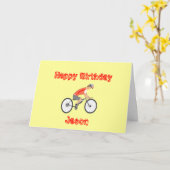 Racing Cyclist Birthday Kaart, naam toevoegen Kaart (Gele Bloem)