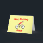 Racing Cyclist Birthday Kaart, naam toevoegen Kaart<br><div class="desc">Een fietser die voorbij rijdt. Voeg naam,  bericht toe aan volledig aanpasbare verjaardagskaarten briefkaarten sticker en bumperstickers</div>