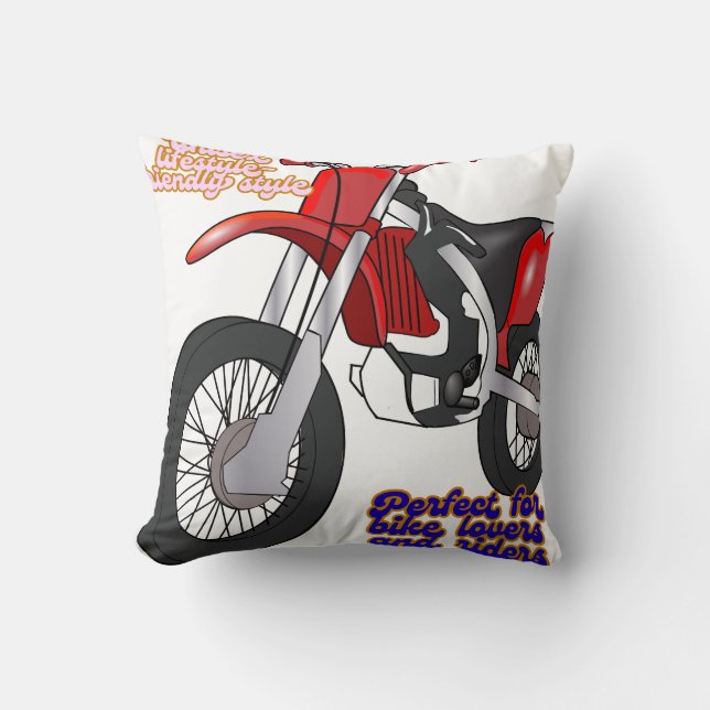 Racing Dirt Bike Kunst Kussen (Voorkant)