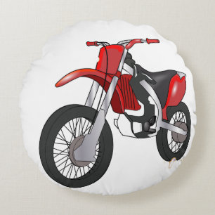 Racing Dirt Bike Kunst Rond Kussen