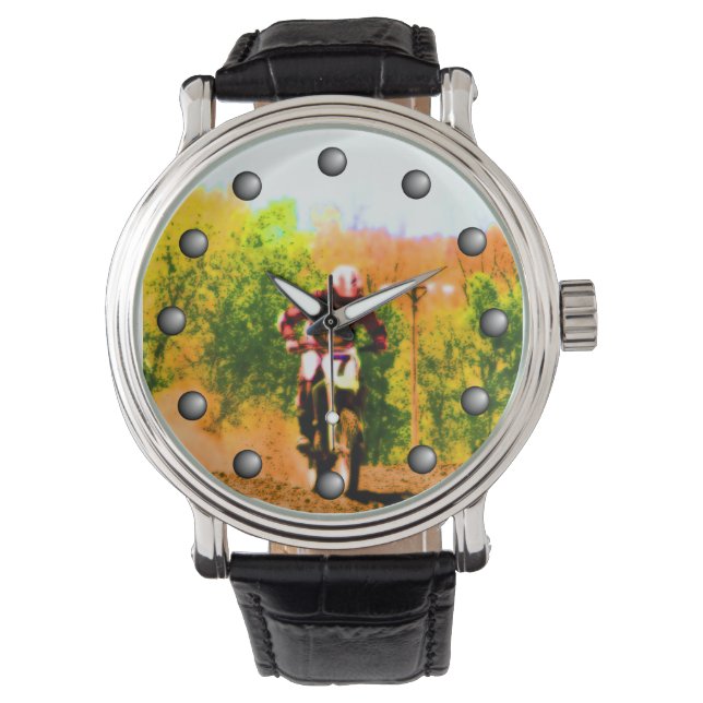 Racing Dirtbike Dareduivel Horloge (Voorkant)
