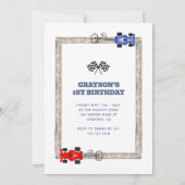 Racing draaien een jongen 1e verjaardag kaart (Achterkant)