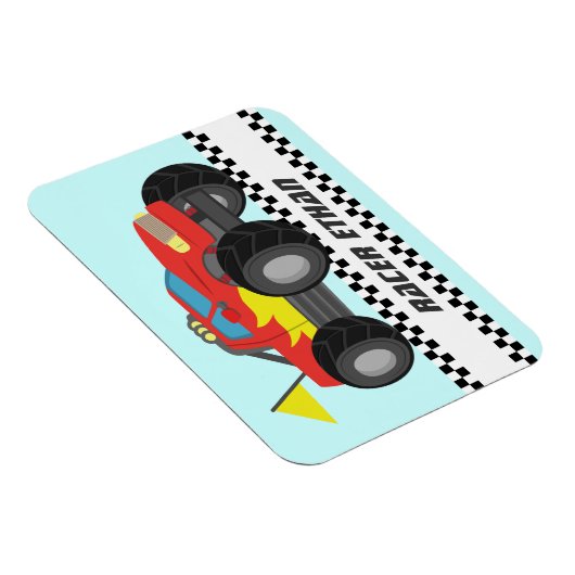 Racing Fiery Red Monster Truck op persoonlijke tit Magneet (Rechterzijde)