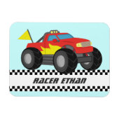 Racing Fiery Red Monster Truck op persoonlijke tit Magneet (Horizontaal)