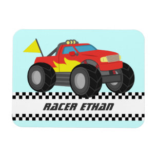 Racing Fiery Red Monster Truck Persoonlijk Magneet
