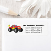 Racing Fiery Red Monster Truck, voor jongens Etiket (Insitu)