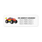 Racing Fiery Red Monster Truck, voor jongens Etiket (Voorkant)