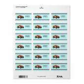 Racing Fiery Rode Monster Truck Party Etiket (Full Sheet)