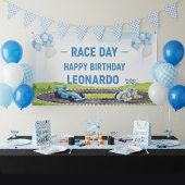 Racing Flag Checkered Blue & White bunting banner