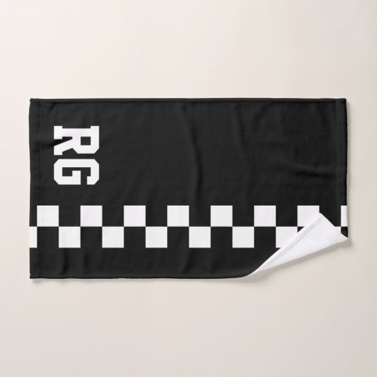 Racing Flag Zwart Wit Geruit Gepersonaliseerd Bad Handdoek (Handdoek)