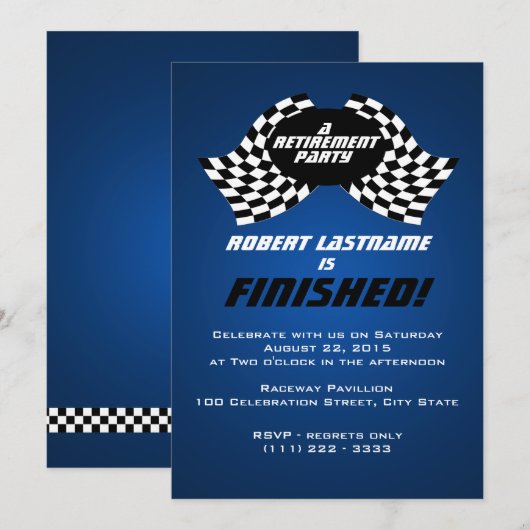 Racing Flags Pensioen Partij Kaart (Voorkant / Achterkant)