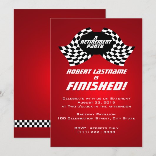 Racing Flags Pensioen Partij Rood Kaart (Voorkant / Achterkant)