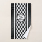Racing Geruit Zwart Wit Sport Logo Bad Handdoek (Handdoek)
