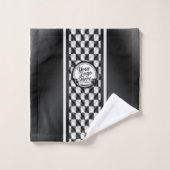 Racing Geruit Zwart Wit Sport Logo Bad Handdoek (Wasdoekje)