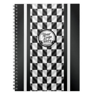 Racing Geruit Zwart Wit Sport Logo Notitieboek