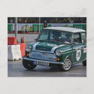 Racing Green Classic Mini Cooper briefkaart