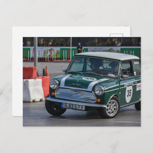 Racing Green Classic Mini Cooper briefkaart (Voorkant / Achterkant)