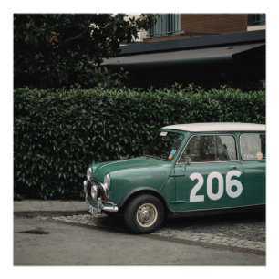 Racing Green Mini Cooper Vintage auto poster