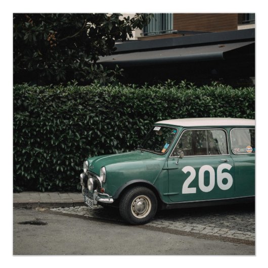 Racing Green Mini Cooper Vintage auto poster (Voorkant)