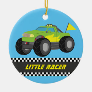 Racing Green Monster Truck Racer Boys Room Decor Keramisch Ornament