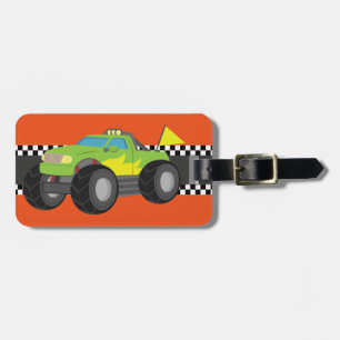 Racing Green Monster Truck voor coureur jongens Bagagelabel