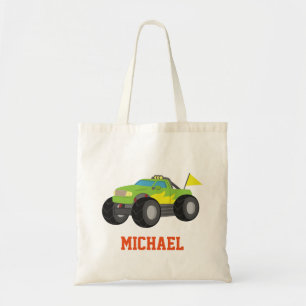Racing Green Monster Truck voor kleine coureurs Tote Bag