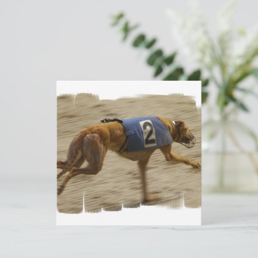 Racing Greyhound Dog Invitation Kaart (Staand voorkant)