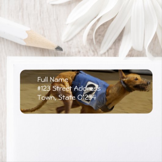 Racing Greyhound Hond Mailing Label (Insitu)