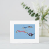Racing Greyhounds with lead dog in Bunny suit Briefkaart (Staand voorkant)