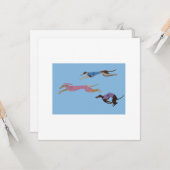 Racing Greyhounds with lead dog in Bunny suit Kaart (Voorkant / Achterkant in situ)