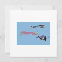 Racing Greyhounds with lead dog in Bunny suit Kaart