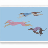Racing Greyhounds with lead dog in Bunny suit Sticker (Voorkant)