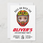 Racing Helmet Photo Birthday Party Kaart (Voorkant)