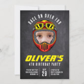 Racing Helmet Photo Birthday Party Kaart (Voorkant)