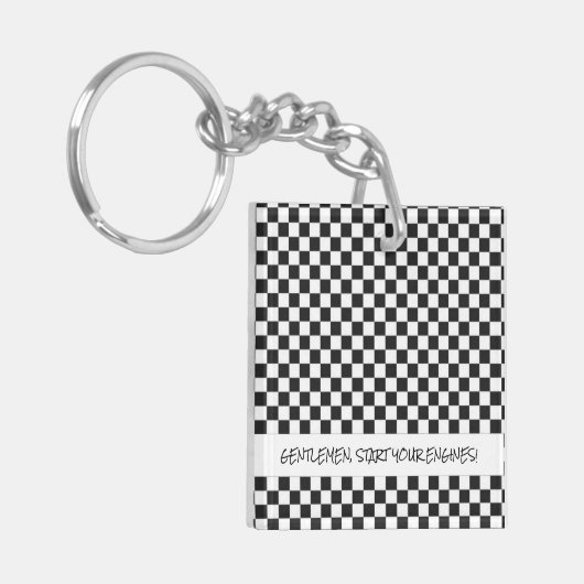 Racing heren Start uw motoren Checker vlag Sleutelhanger (Voorkant Links)