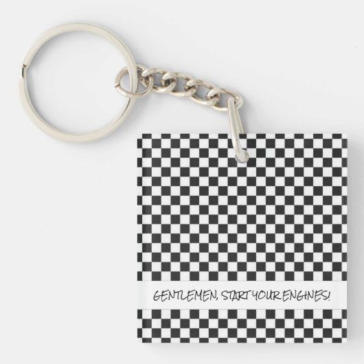 Racing heren Start uw motoren Checker vlag Sleutelhanger (Voorkant)