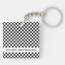 Racing heren Start uw motoren Checker vlag Sleutelhanger