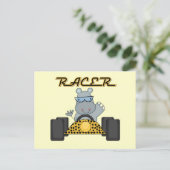 Racing Hippo T-shirts en cadeautjes Briefkaart (Staand voorkant)