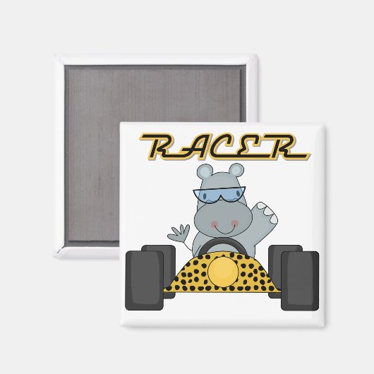 Racing Hippo T-shirts en geschenken Magneet (Voorkant / Achterkant)