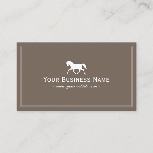 Racing Horse Elegant Plain Brown Visitekaartje (Voorkant)